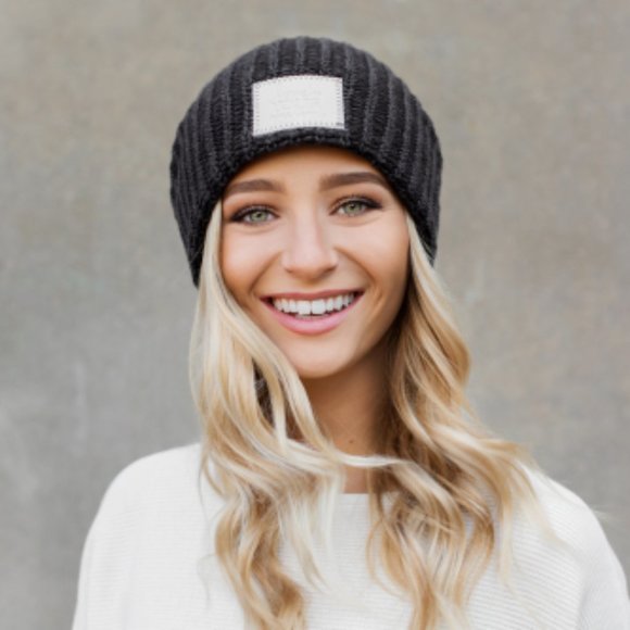 Dark Slate Gray Love Your Melon Beanie with White Gold Foil Patch - Picture 1 of 2